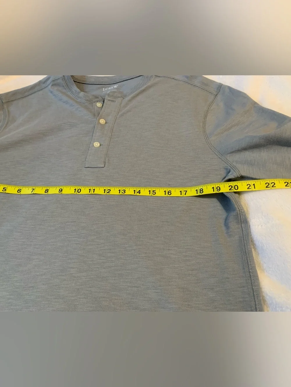 J CREW men’s size large blueish grey 100% cotton Henley shirt NWOT
